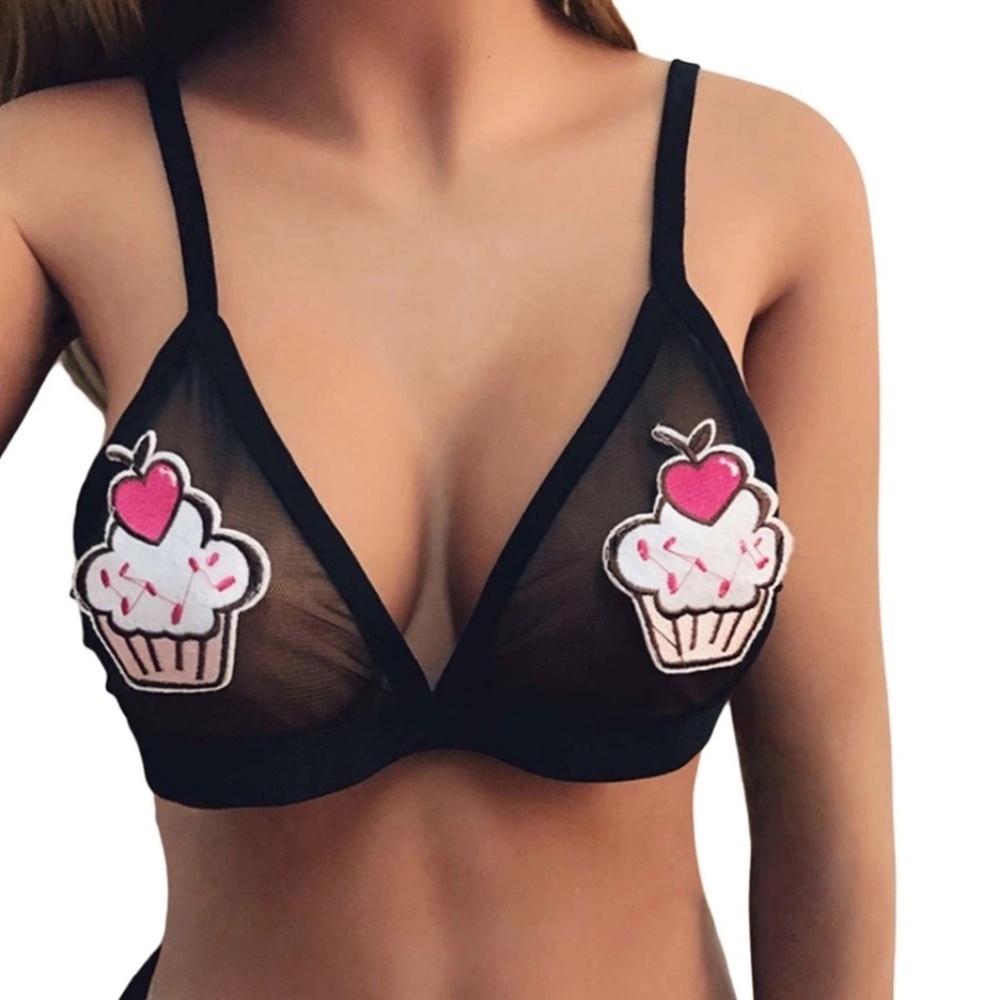 Black Cupcake Mesh Lace Bralette